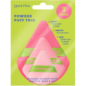 The Quick Flick Quick Faced Powder Puff Trio (3-piece set)